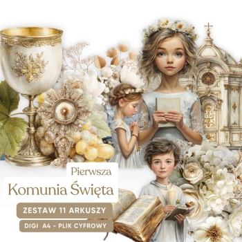 Zestaw - 11 arkuszy - Pierwsza Komunia Święta 2026