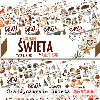 Skandynawskie Święta - ZESTAW 12 Arkuszy A4