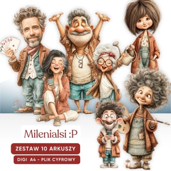Zestaw - 10 arkuszy - Postacie, Milenialsi