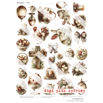 Zestaw - 12 arkuszy - Wielkanoc