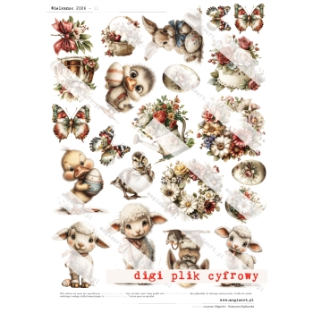 Zestaw - 12 arkuszy - Wielkanoc