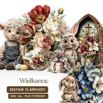 Zestaw - 12 arkuszy - Wielkanoc