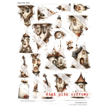 Zestaw - 12 arkuszy - Papierowa Baśń - różności