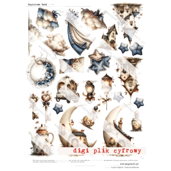 Zestaw - 12 arkuszy - Papierowa Baśń - różności