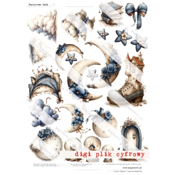 Zestaw - 12 arkuszy - Papierowa Baśń - różności