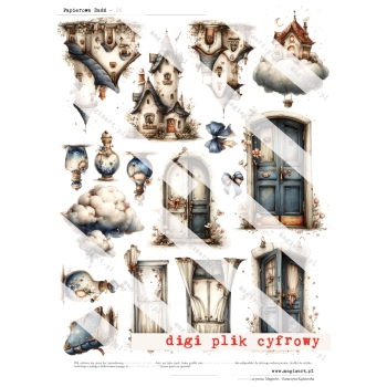 Zestaw - 12 arkuszy - Papierowa Baśń - różności