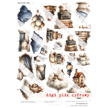 Zestaw - 12 arkuszy - Papierowa Baśń - różności