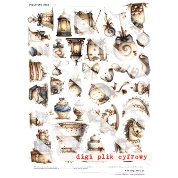 Zestaw - 12 arkuszy - Papierowa Baśń - różności