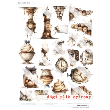 Zestaw - 12 arkuszy - Papierowa Baśń - różności