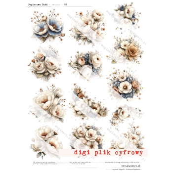 Zestaw - 12 arkuszy - Papierowa Baśń - różności