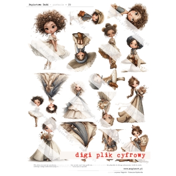 Zestaw - 12 arkuszy - Papierowa Baśń - Postacie